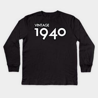 Vintage 1940 Gift 80th Birthday Party Kids Long Sleeve T-Shirt